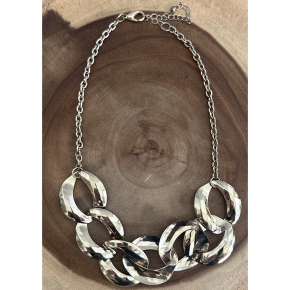 The Unbranded Brand Jewelry - Chunky Gold Tone Statement Necklace Chain Geometric Circle Adjustable Boho Retro